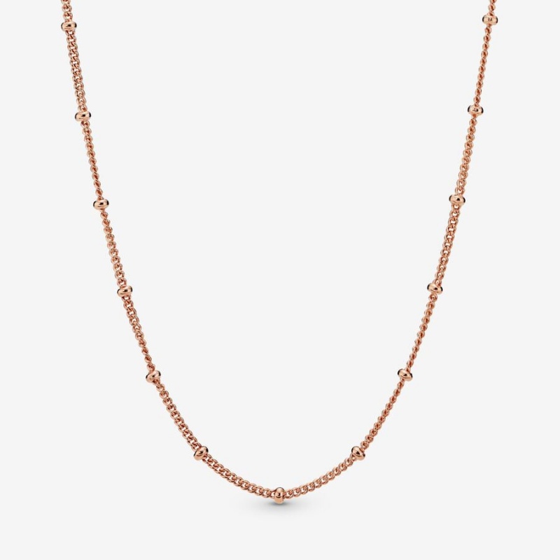 Pandora Beaded Chain Necklaces Rose Gold-plated | 2638-EJNHT