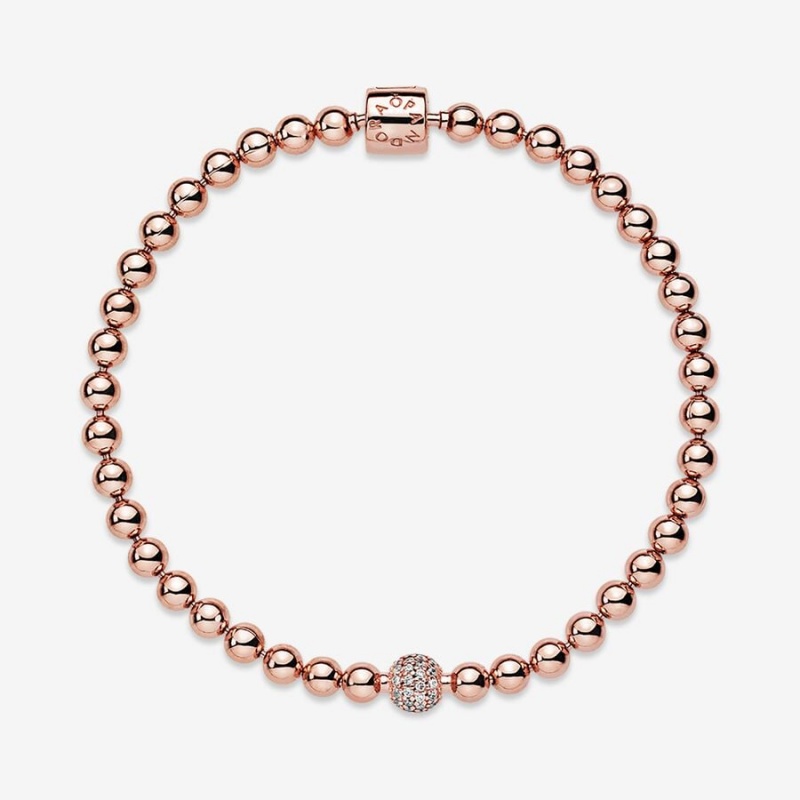 Pandora Beads & Pavé Non-charm Bracelets Rose Gold Plated | 9016-QOGHW