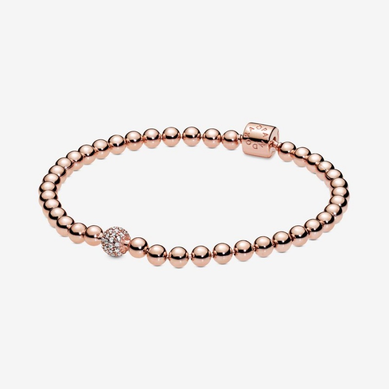 Pandora Beads & Pavé Non-charm Bracelets Rose Gold Plated | 9016-QOGHW