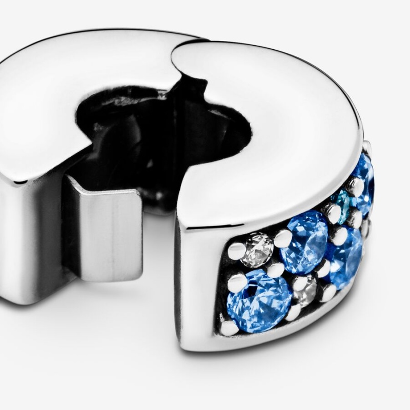 Pandora Blue Pavé Clip Clips Sterling Silver | 0194-MACOF