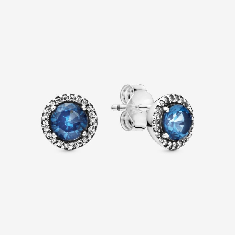 Pandora Blue Round Sparkles Stud Earrings Sterling Silver | 5326-WJGNB