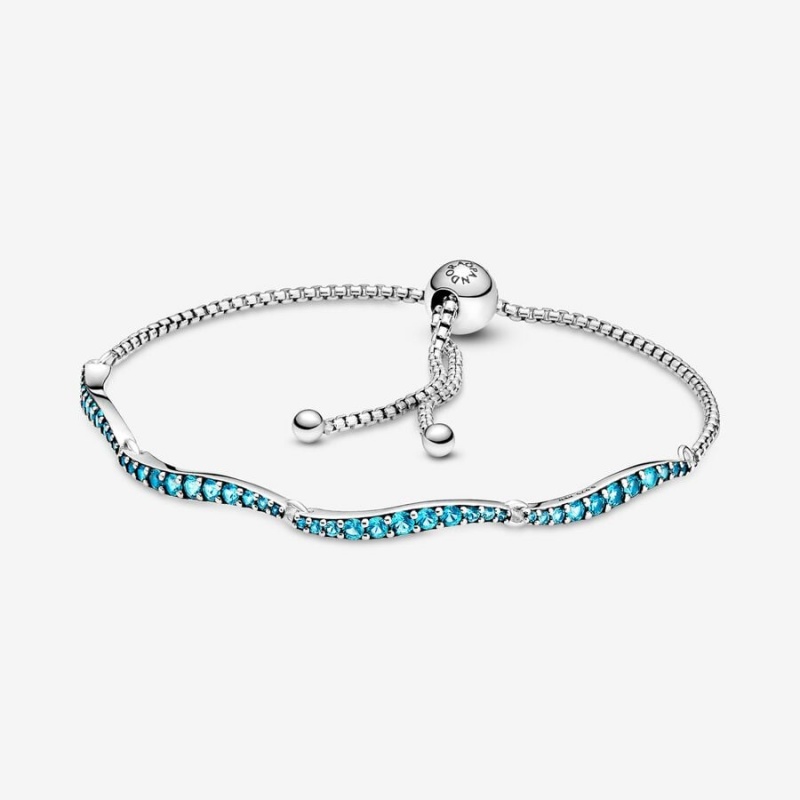 Pandora Blue Wavy Slider Non-charm Bracelets Sterling Silver | 5239-CWIFL