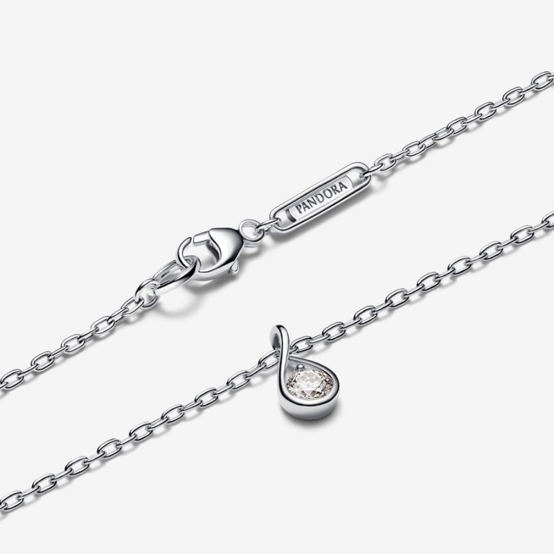 Pandora Brilliance 0.15 ct tw Necklaces Sterling Silver | 3614-HQDBG