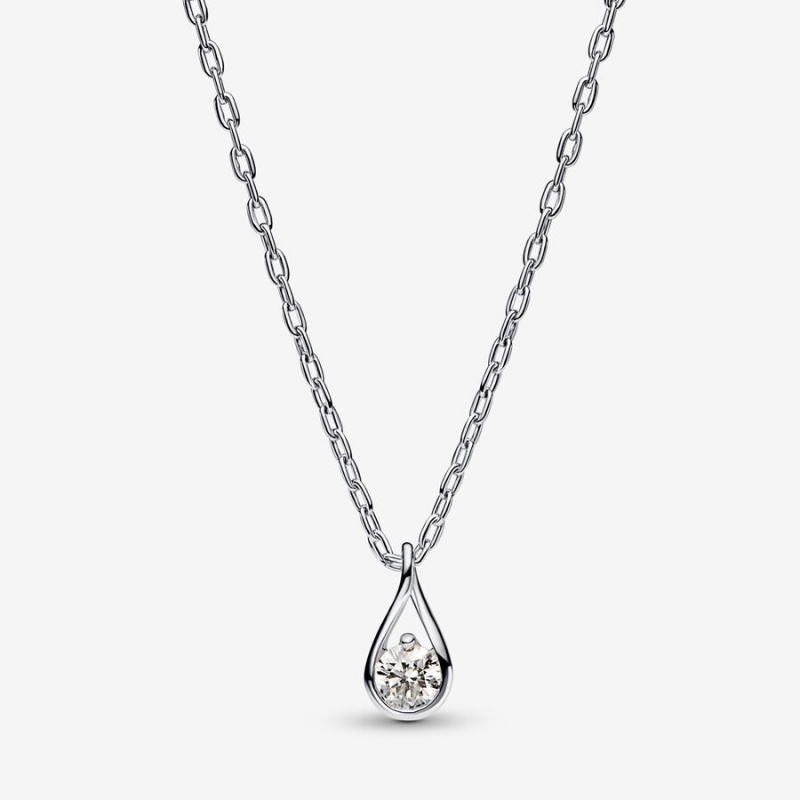 Pandora Brilliance 0.15 ct tw Necklaces Sterling Silver | 3614-HQDBG