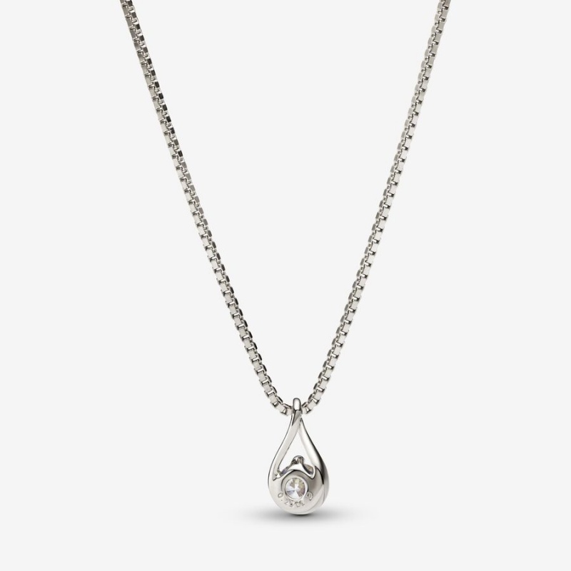 Pandora Brilliance 0.25 ct tw Diamond Necklaces White Gold | 5984-UWGZB