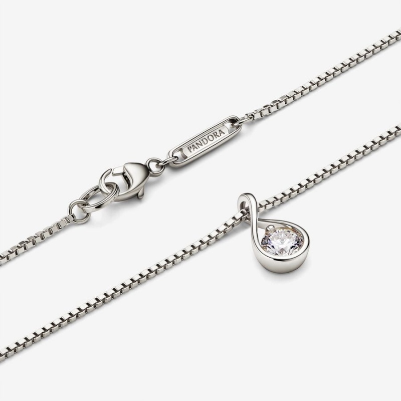 Pandora Brilliance 0.25 ct tw Diamond Necklaces White Gold | 5984-UWGZB