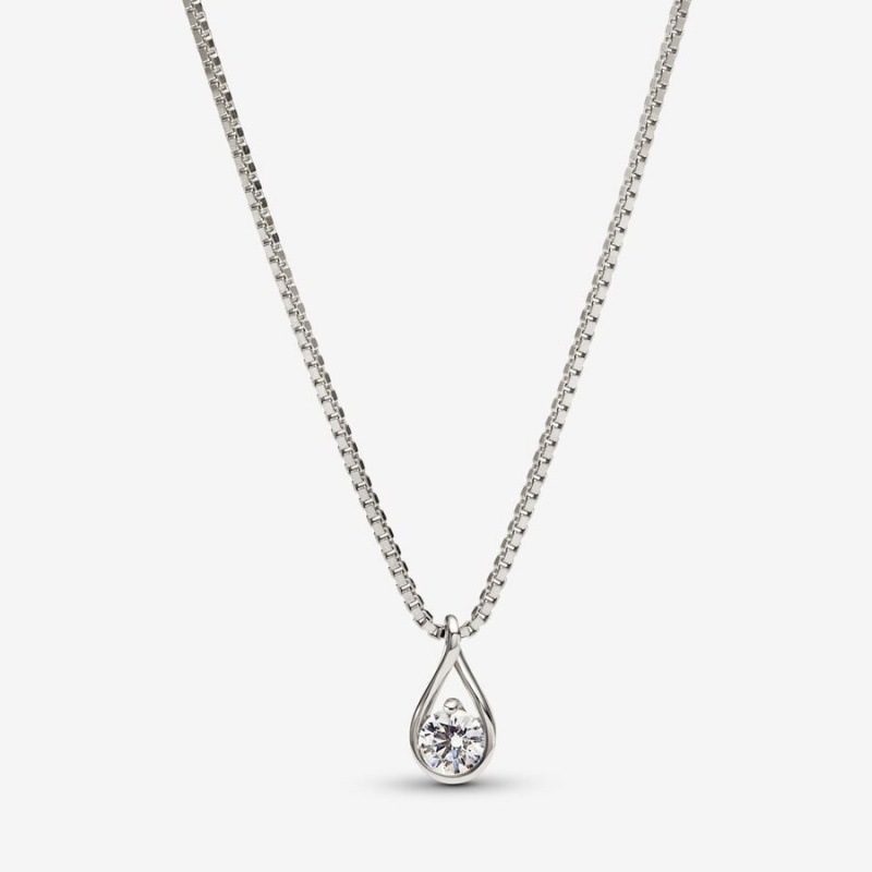 Pandora Brilliance 0.25 ct tw Diamond Necklaces White Gold | 5984-UWGZB