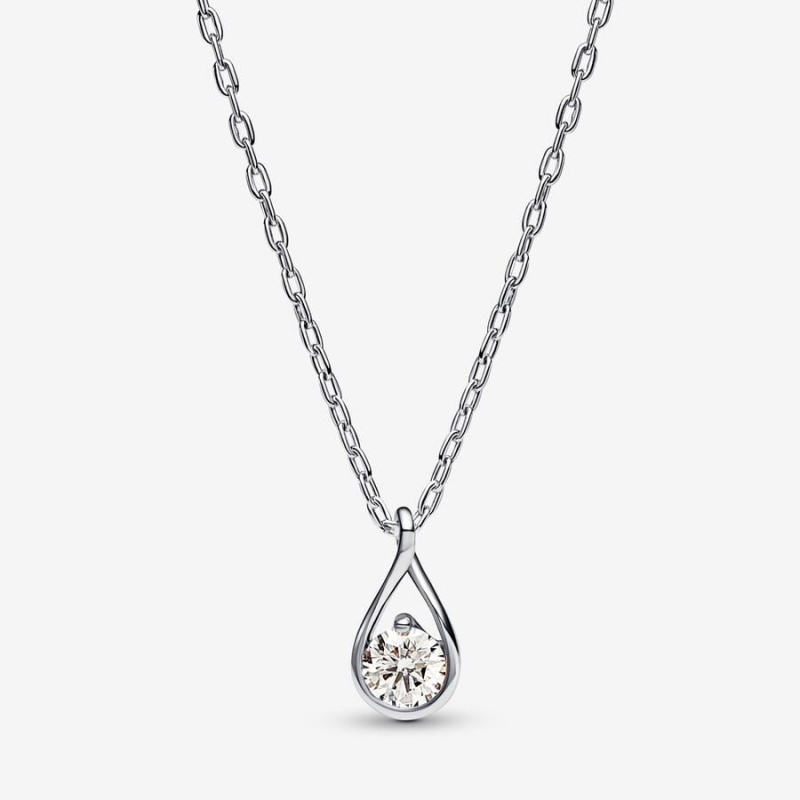 Pandora Brilliance 0.50 ct tw Necklaces Sterling Silver | 8195-ABHTN