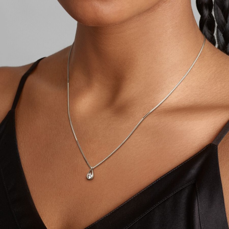 Pandora Brilliance Lab-created 0.25 ct tw Diamond Lab-Created Diamond Necklaces White Gold | 8702-HOBCE