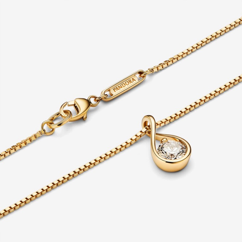 Pandora Brilliance Lab-created 0.50 ct tw Diamond Lab-Created Diamond Necklaces Gold | 3684-HWJKB