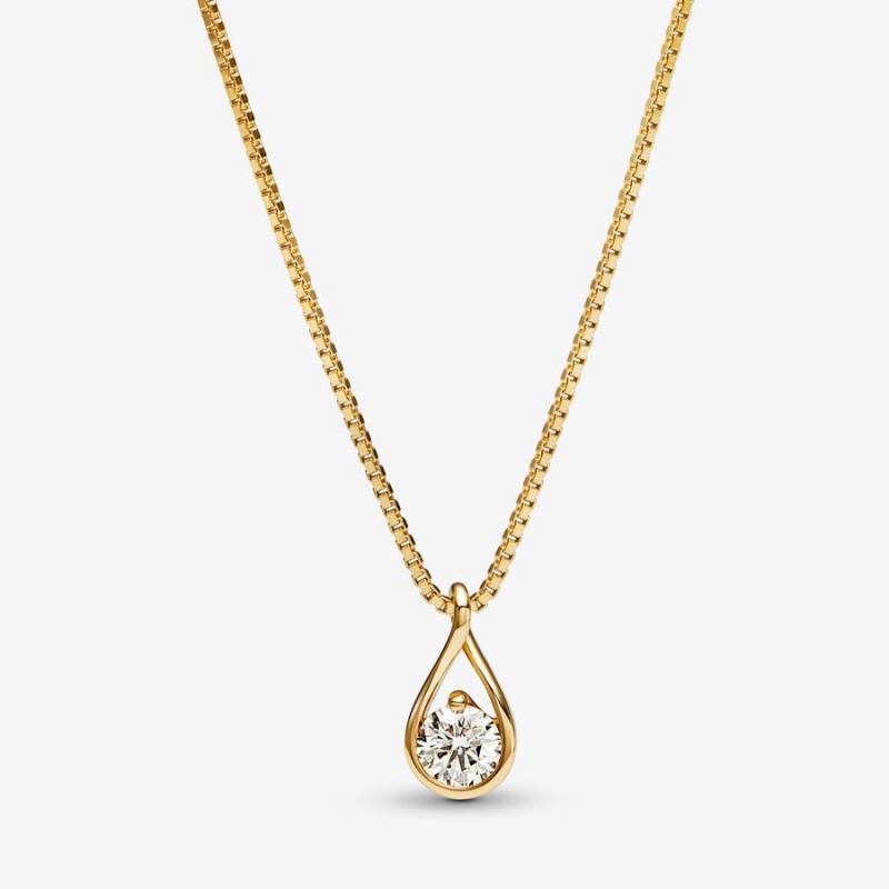 Pandora Brilliance Lab-created 0.50 ct tw Diamond Lab-Created Diamond Necklaces Gold | 3684-HWJKB