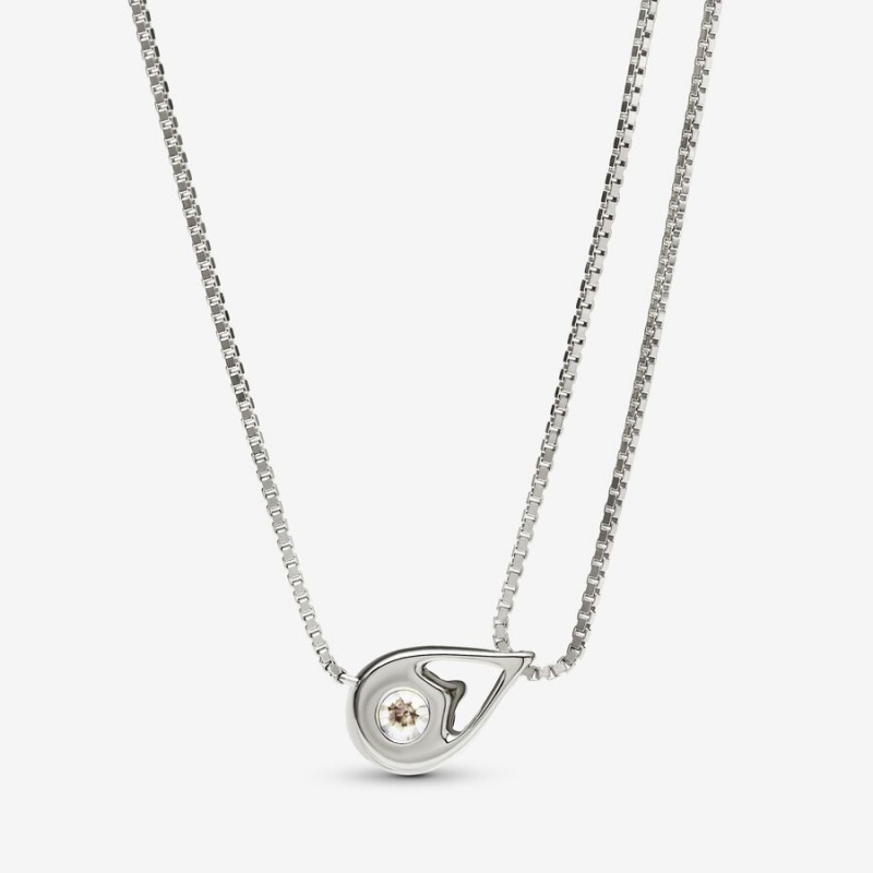 Pandora Brilliance Lab-created 0.75 ct tw Diamond Double Collier Lab-Created Diamond Necklaces White Gold | 6702-SUHIY