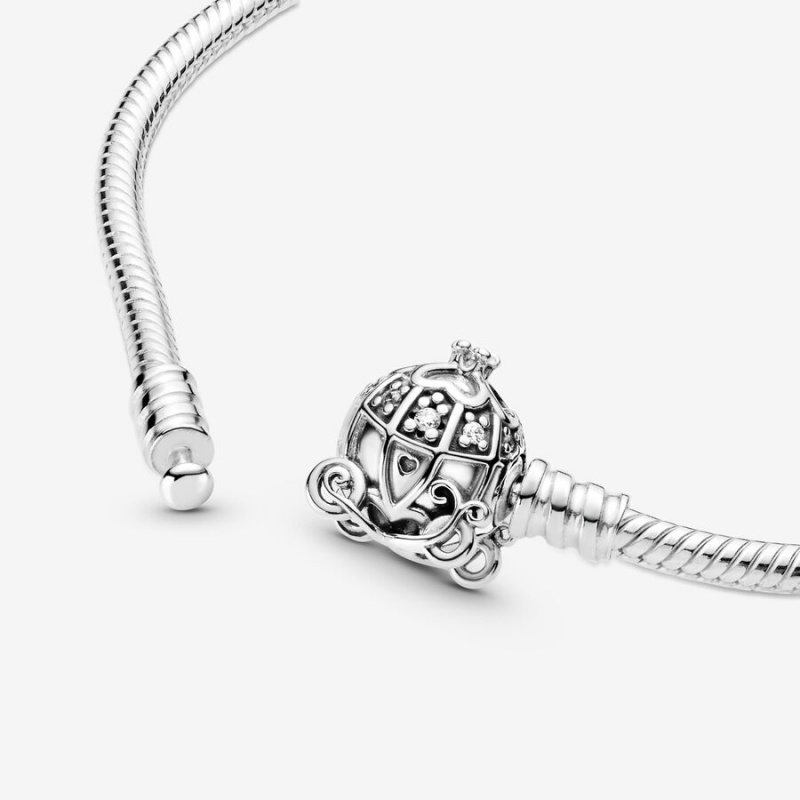 Pandora Cinderella Pumpkin Coach Clasp Moments Charm Holders Sterling Silver | 4982-HIFZU