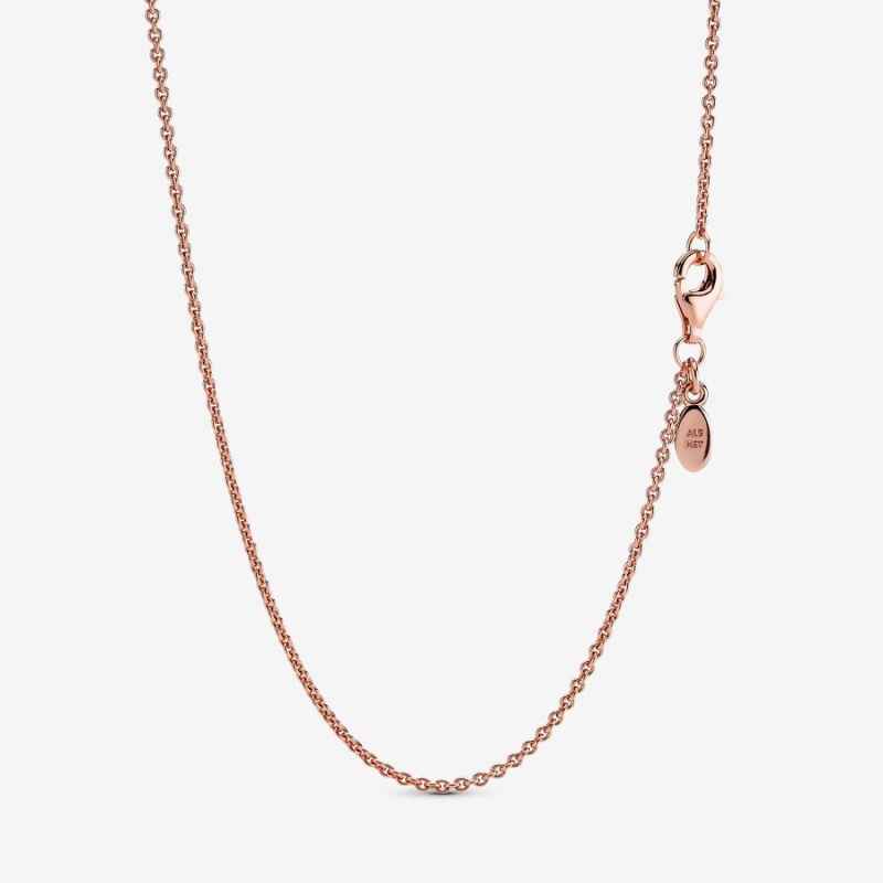 Pandora Classic Cable Chain Necklaces Rose Gold Plated | 7142-HJGYF