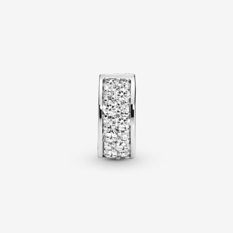 Pandora Clear Pavé Clip Clips Sterling Silver | 8376-VHKXZ