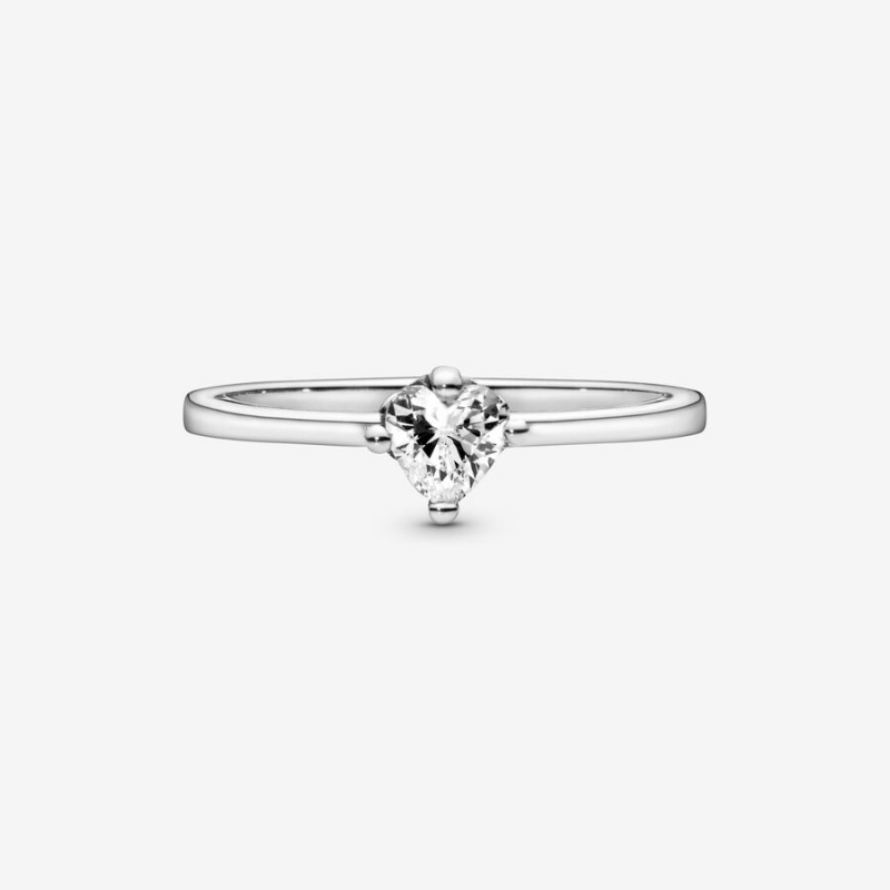 Pandora Clear Solitaire Halo & Solitaire Rings Sterling Silver | 7041-EVWSB