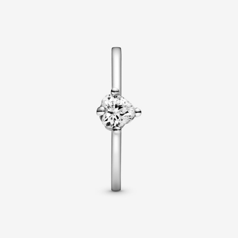 Pandora Clear Solitaire Halo & Solitaire Rings Sterling Silver | 7041-EVWSB