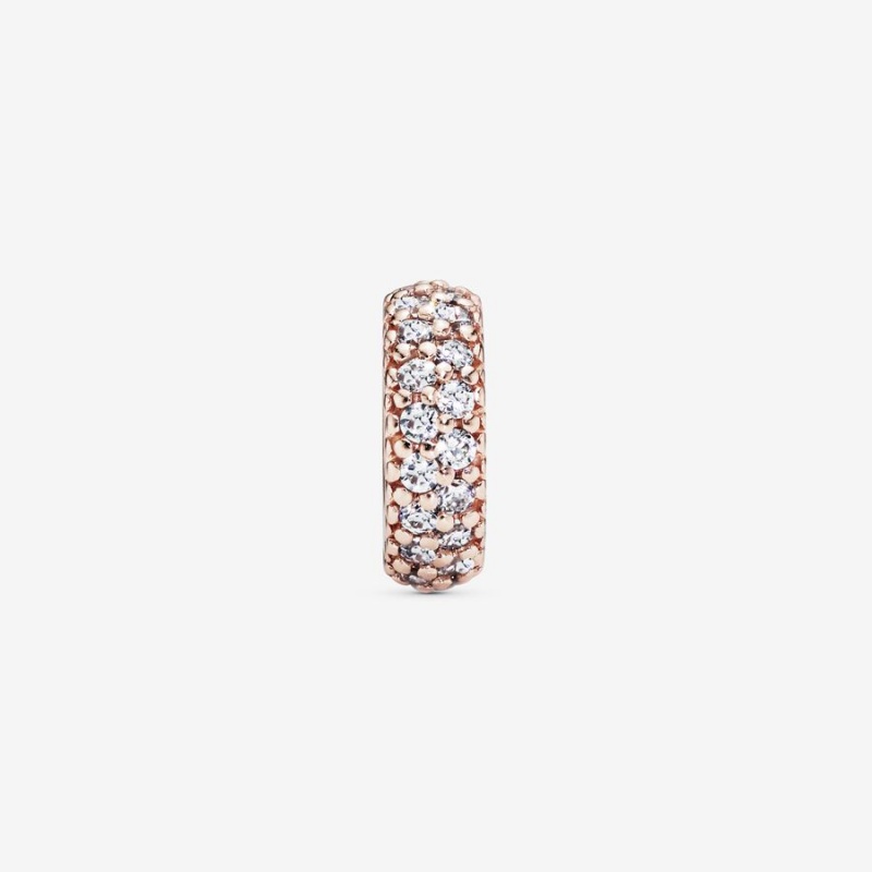 Pandora Clear Sparkle Spacer Spacer Charms Rose Gold Plated | 8795-DPNGA