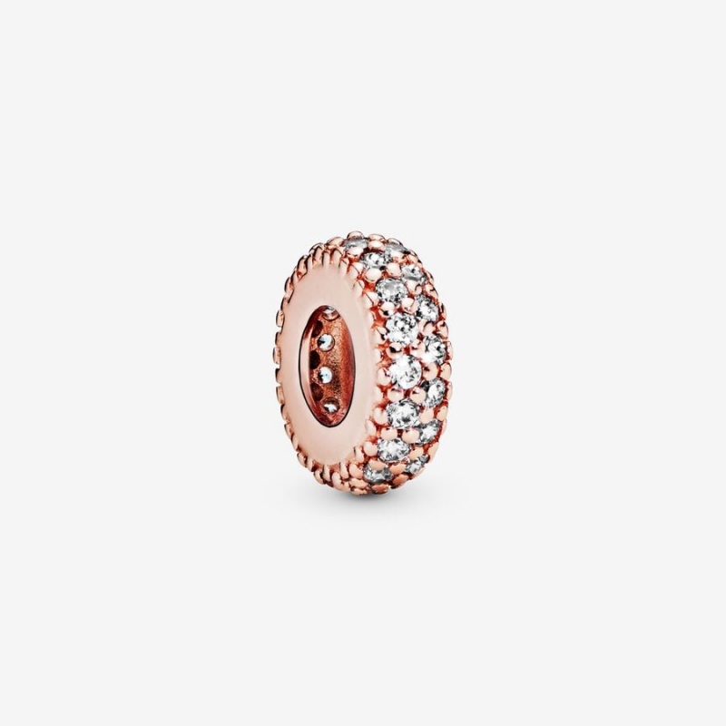 Pandora Clear Sparkle Spacer Spacer Charms Rose Gold Plated | 8795-DPNGA