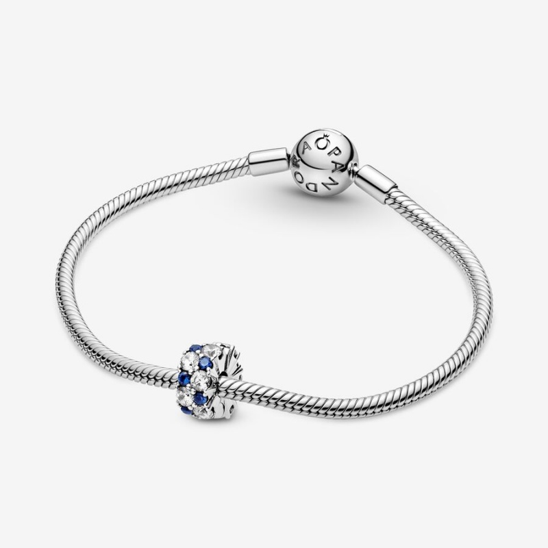 Pandora Clear & Blue Sparkling Clip Clips Sterling Silver | 5324-XFBRT