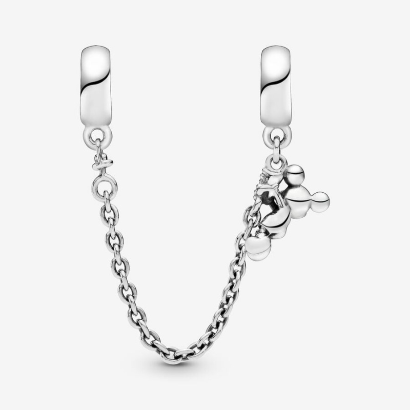 Pandora Climbing Mickey Safety Red CZ Safety Chains Sterling Silver | 2584-KVHSC