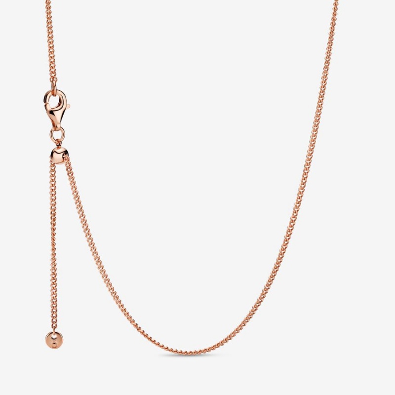 Pandora Curb Chain Necklaces Rose Gold Plated | 9578-PNZUC