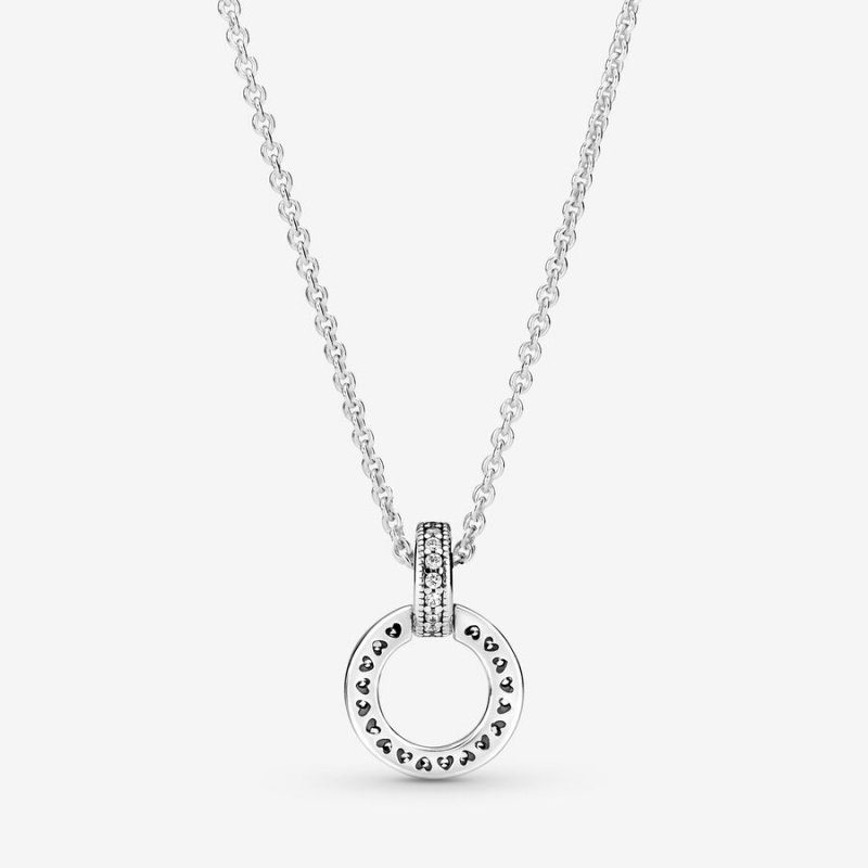 Pandora Double Circle Pendant Necklaces Sterling Silver | 7615-MGOQB