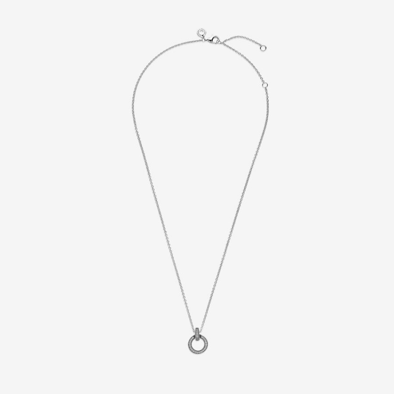 Pandora Double Circle Pendant Necklaces Sterling Silver | 7615-MGOQB