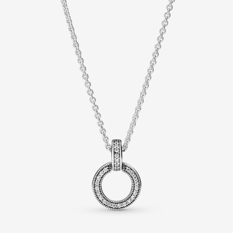 Pandora Double Circle Pendant Necklaces Sterling Silver | 7615-MGOQB