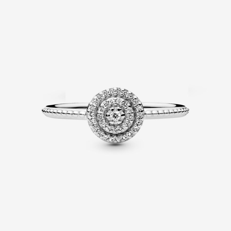 Pandora Elegant Sparkle Statement Rings Sterling Silver | 9674-DNXWJ