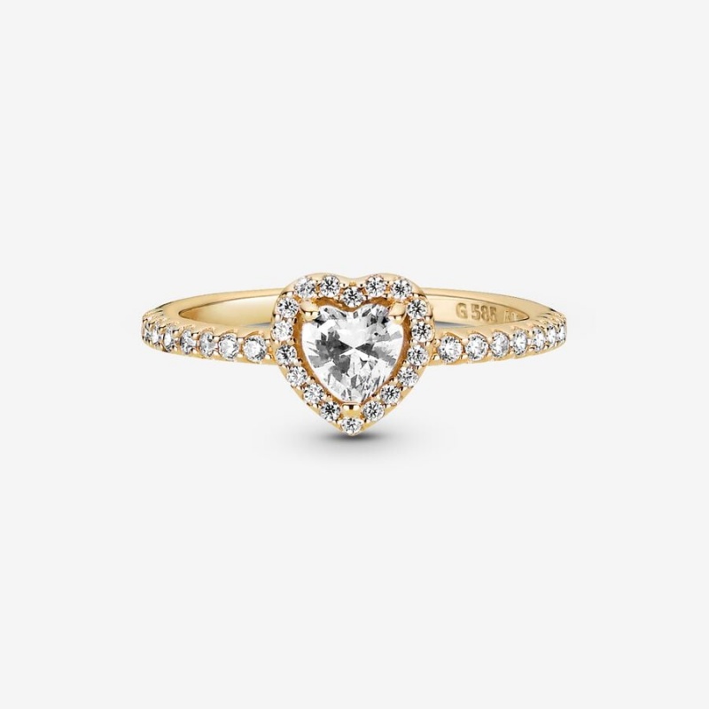 Pandora Elevated Halo & Solitaire Rings Gold | 6103-PRBDA