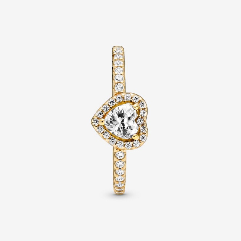 Pandora Elevated Halo & Solitaire Rings Gold | 6103-PRBDA