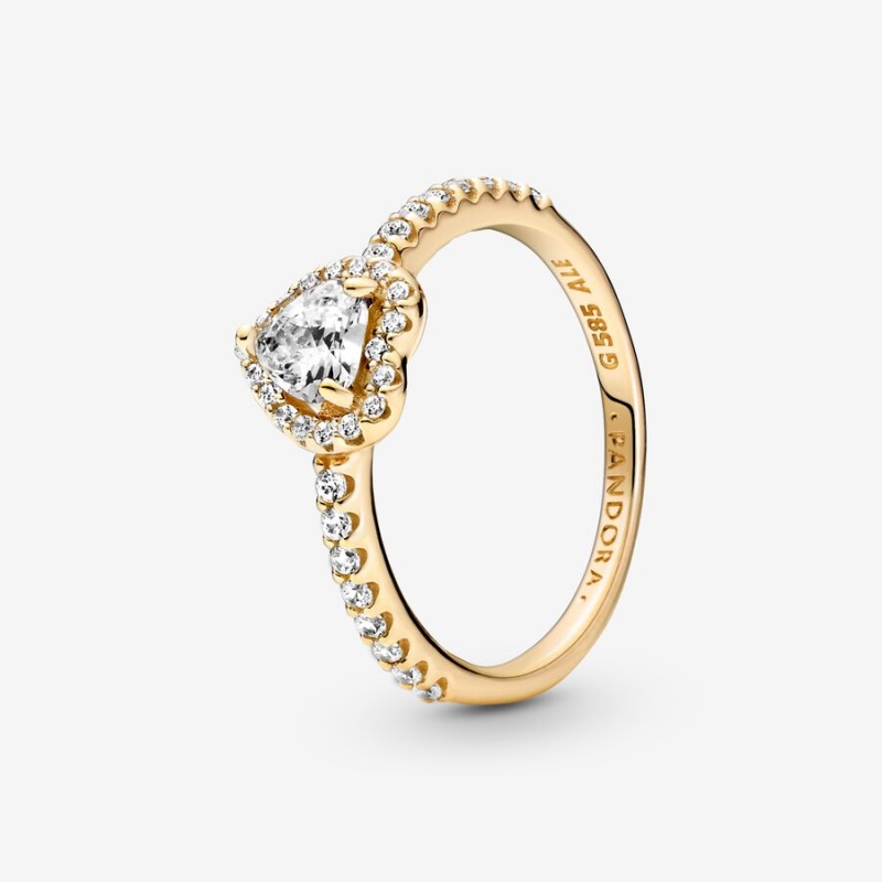 Pandora Elevated Halo & Solitaire Rings Gold | 6103-PRBDA