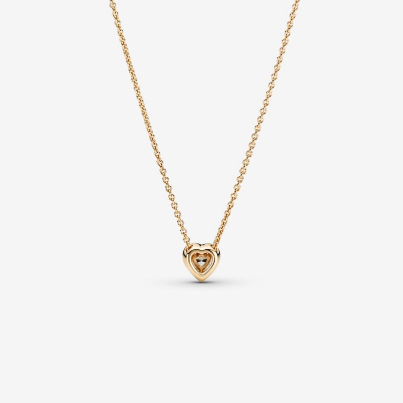 Pandora Elevated Heart Pendant Necklaces Gold | 1547-MWLKA