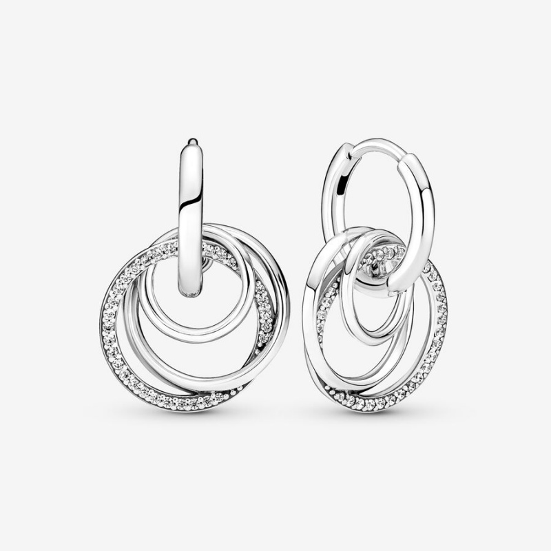 Pandora Family Always Encircled Hoop Earrings Sterling Silver | 4035-ASGHV