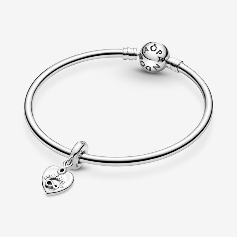 Pandora Friends Forever Heart Dangle Dangle Charms Sterling Silver | 9456-UBKLG