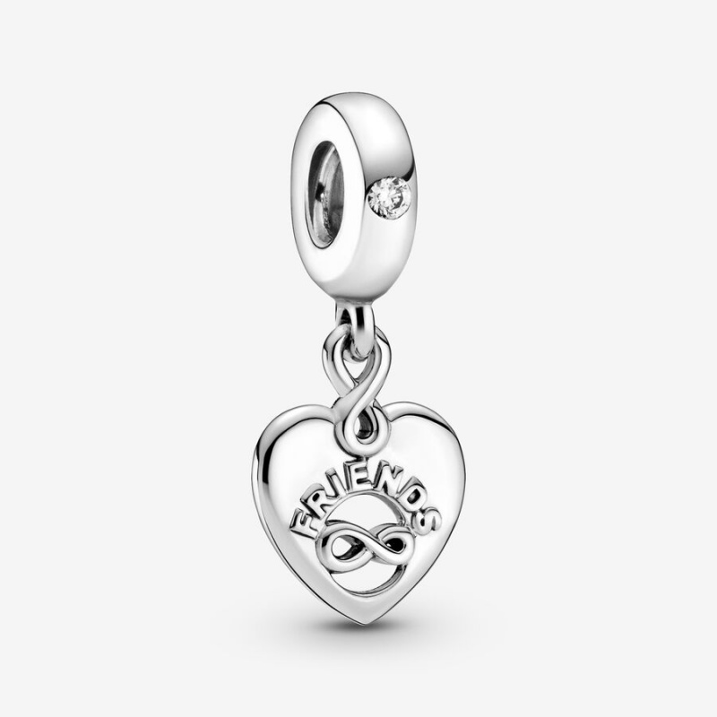 Pandora Friends Forever Heart Dangle Dangle Charms Sterling Silver | 9456-UBKLG