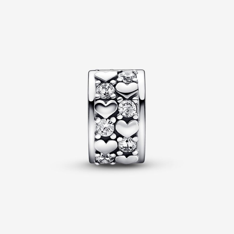 Pandora Infinite Hearts Sparkling Clip Clips Sterling Silver | 1325-LUWYT