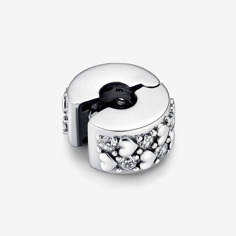 Pandora Infinite Hearts Sparkling Clip Clips Sterling Silver | 1325-LUWYT