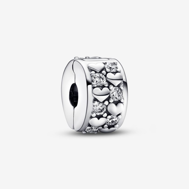 Pandora Infinite Hearts Sparkling Clip Clips Sterling Silver | 1325-LUWYT