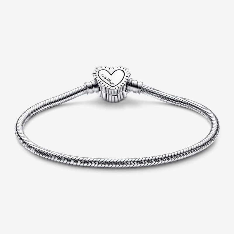 Pandora Keith Haring x Moments Radiant Heart Snake Chain Bracelets Sterling Silver | 4807-LUTFC