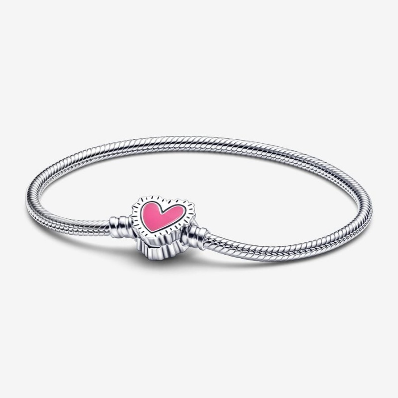 Pandora Keith Haring x Moments Radiant Heart Snake Chain Bracelets Sterling Silver | 4807-LUTFC