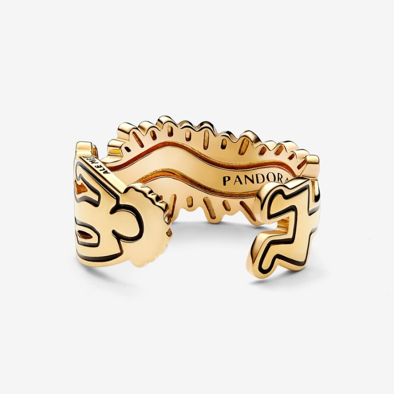 Pandora Keith Haring™ x Wavy Figure Open Band Rings Gold Plated | 6129-FTANP