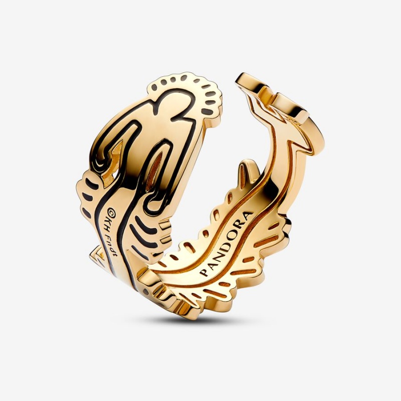 Pandora Keith Haring™ x Wavy Figure Open Band Rings Gold Plated | 6129-FTANP