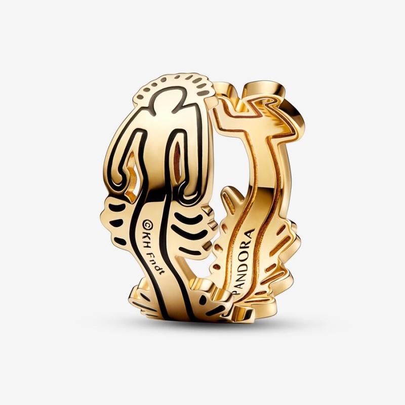 Pandora Keith Haring™ x Wavy Figure Open Band Rings Gold Plated | 6129-FTANP