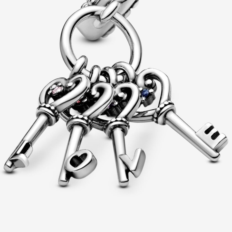 Pandora Keys of Love Dangle Dangle Charms Sterling Silver | 7098-ESNWV