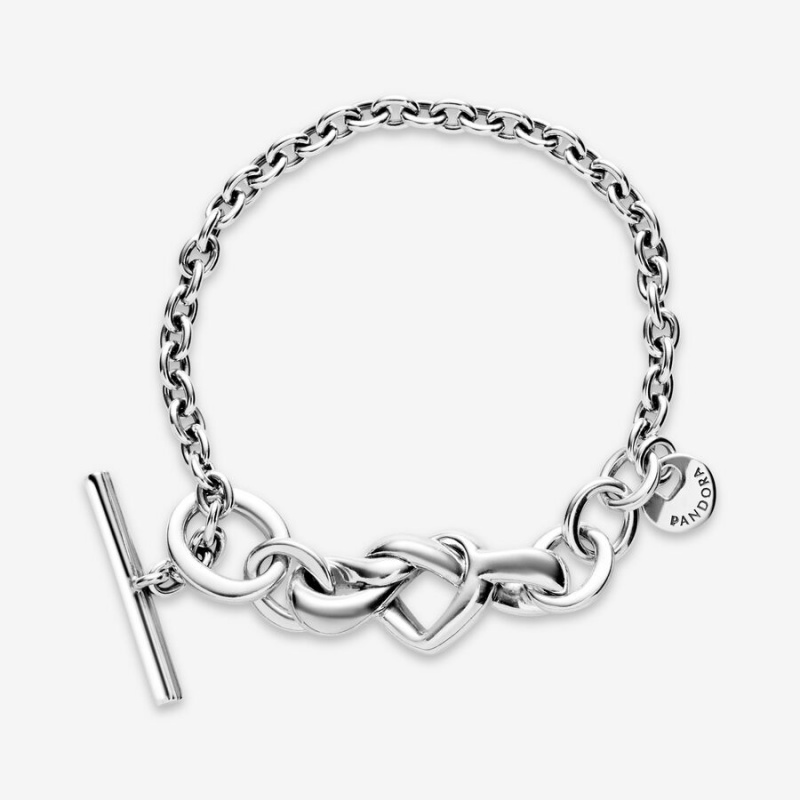 Pandora Knotted Heart T-Bar Non-charm Bracelets Pandora Us | 3851-YGWIT