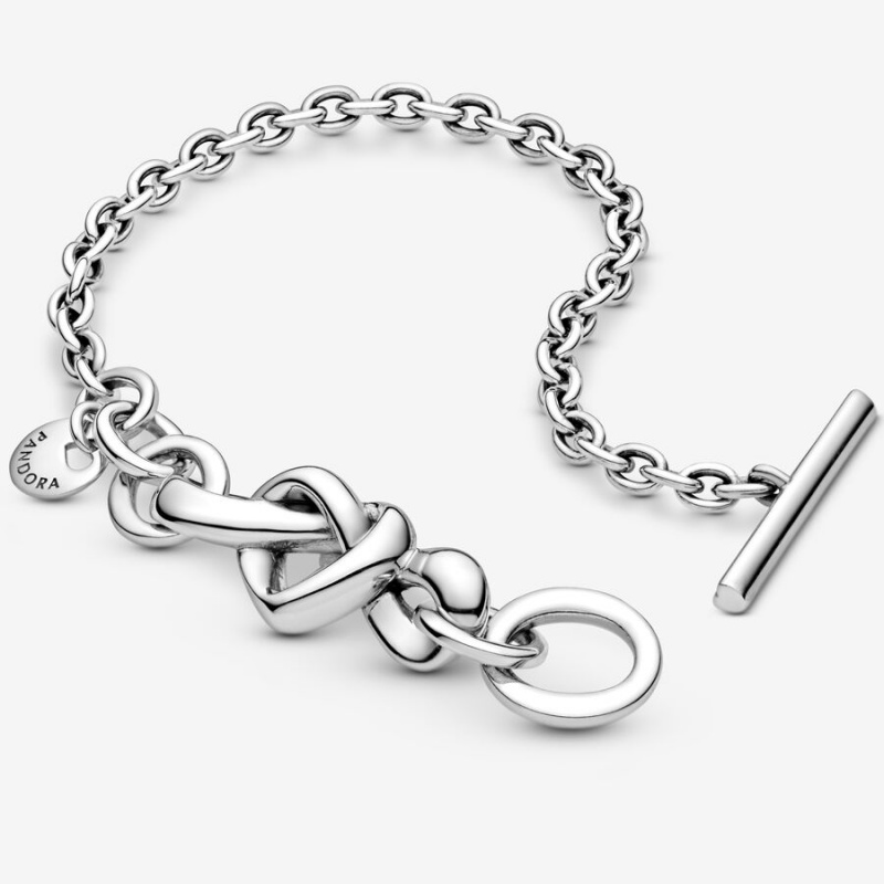 Pandora Knotted Heart T-Bar Non-charm Bracelets Pandora Us | 3851-YGWIT