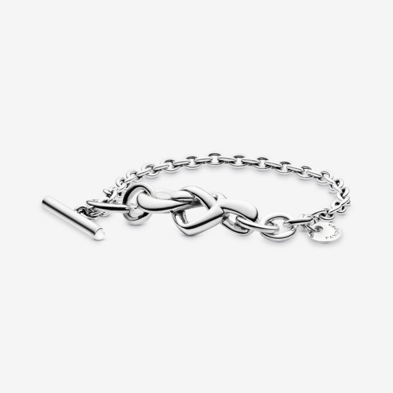 Pandora Knotted Heart T-Bar Non-charm Bracelets Pandora Us | 3851-YGWIT