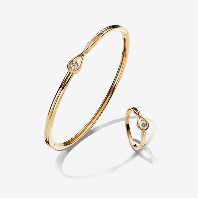 Pandora Lab-created Diamond Styled Sets Gold | 5928-BKVTI